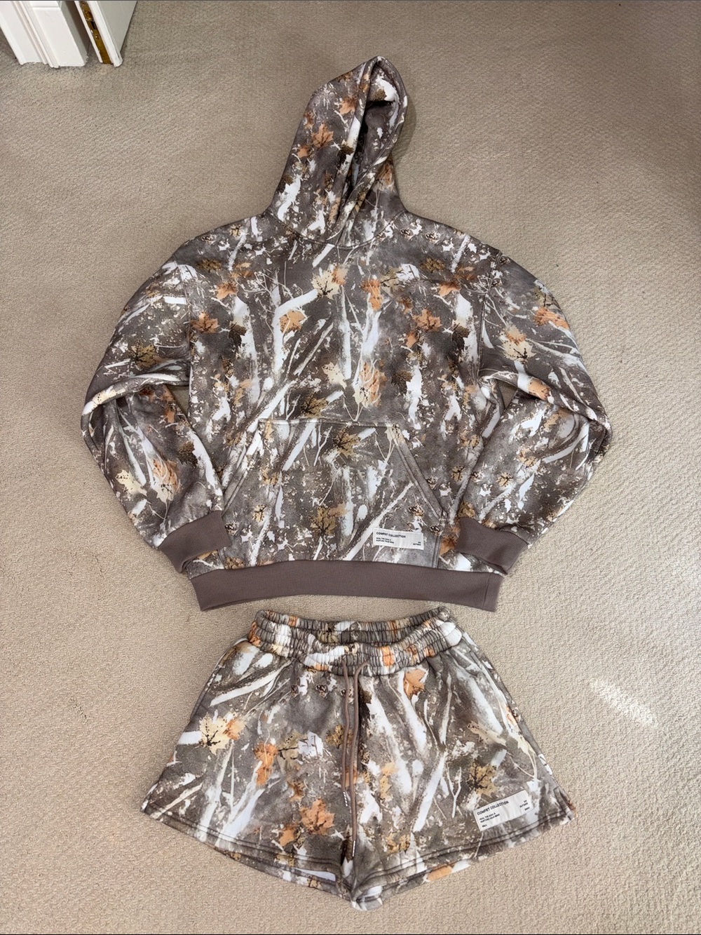 COMFRT Camo Print Hoodie & Shorts Set